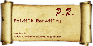 Polák Radvány névjegykártya